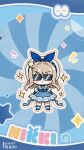  1girl ankle_socks artist_request back_bow bare_shoulders beads beret blonde_hair blue_background blue_bow blue_bowtie blue_dress blue_shoes blue_sleeves blue_wrist_cuffs blush_stickers bow bowtie brooch bubbly_voyage_(infinity_nikki) buttons chibi closed_mouth collared_dress copyright_name detached_sleeves dotted_line dress frilled_dress frilled_sleeves frilled_socks frilled_wrist_cuffs frills furrowed_brow glasses hair_intakes hair_ornament hair_rings hairclip halftone hands_on_own_hips happy hat hat_bow highres infinity_nikki jewelry logo mary_janes nikki_(series) notice_lines official_art official_wallpaper opaque_glasses outline rabbit_hair_ornament second-party_source shoes short_dress short_hair_with_long_locks sidelocks smile socks solo sparkle standing star_(symbol) star_hair_ornament straight-on strapless strapless_dress striped_clothes striped_dress sunglasses swept_bangs vertical-striped_clothes vertical-striped_dress white_hat white_outline white_socks wrist_cuffs 