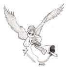4chan_anon 5_fingers 5_toes alpha_channel angel angel_humanoid back_wings barefoot big_wings black_line_art cel_shading clothed clothing curly_hair digital_media_(artwork) english_text eyebrows eyes_closed feathered_wings feathers feet fingers fist flying full-length_portrait fully_clothed greyscale hair holding_melee_weapon holding_object holding_sword holding_weapon humanoid male melee_weapon monochrome mouth_closed nails not_furry outline portrait robe shaded short_hair simple_background sketch solo species_name sword text toenails toes transparent_background weapon white_outline winged_humanoid wings