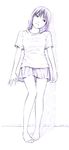  barefoot monochrome original sketch skirt solo traditional_media yoshitomi_akihito 