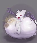 5_fingers absurd_res after_vore anthro anthro_pred belly big_belly biped bloated bodily_fluids bodily_noises bone bone_imprints bones_in_stomach burp_cloud burping cute_fangs death digestion fangs fatal_vore female fingers fully_inside grey_background hi_res huge_belly japanese_text kemono klayia mass_vore monotone_body onomatopoeia open_mouth red_eyes red_tongue rumbling_stomach saliva saliva_string semi-anthro simple_background skull skull_imprint solo sound_effects tail teeth text tongue unseen_prey vore white_arms white_body zeg_yoros