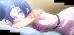  bed highres purple_eyes purple_hair sairenji_haruna screencap short_hair solo sunlight to_love-ru to_love-ru_darkness 