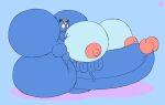 absurd_res aliasing anthro artist_logo artist_name balls big_balls big_breasts big_butt big_penis blue_body blue_fur blush blush_lines bottom_heavy breast_squish breasts buckteeth butt countershade_breasts countershade_face countershading curvy_figure digital_media_(artwork) erect_nipples erection eyelashes featureless_feet feet flower_on_head fur genitals geometric_background gynomorph hand_on_breast happy_tree_friends heart_nose heart_symbol hi_res huge_balls huge_breasts huge_butt huge_penis humanoid_genitalia humanoid_penis hyper hyper_balls hyper_breasts hyper_butt hyper_genitalia hyper_penis intersex logo mammal mephitid nipples penis petunia_(htf) signature simple_background skunk solo squish teeth text thatdawgmurray thick_thighs vein veiny_penis