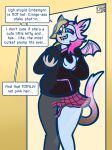3_eyes absurd_res animal_humanoid anthro blonde_hair blue_body blue_fur breast_grab breasts cat_humanoid demon emberlynn_pinkle english_text felid felid_humanoid feline feline_humanoid female fur hair hand_on_breast helluva_boss hi_res humanoid male mammal mammal_humanoid mirror multi_eye nx-42 pink_hair solo text transformation wings