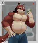 anthro beer_belly biceps big_muscles canid canine canis echo_(game) echo_(series) echo_project hi_res leo_alvarez male male/male mammal muscular muscular_male pecs photo solo tysuro wolf