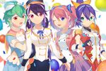  :d ahoge blue_eyes blue_hair bracelet_girls confetti earrings epaulettes fingerless_gloves gloves green_eyes green_hair hat heiwa_(murasiho) hiiragi_yuzu jewelry kurosaki_ruri long_hair multicolored_hair multiple_girls open_mouth pink_eyes pink_hair ponytail purple_hair rin_(yuu-gi-ou_arc-v) serena_(yuu-gi-ou_arc-v) short_hair short_twintails smile twintails two-tone_hair yellow_eyes yuu-gi-ou yuu-gi-ou_arc-v 