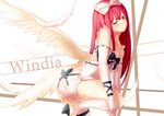 angel_wings ass bare_shoulders bow breasts character_name deathsmiles elbow_gloves ere_(2516325) gloves hair_bow high_heels red_eyes red_hair small_breasts solo thighs windia_(deathsmiles) wings 