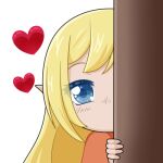  1girl blonde_hair blue_eyes blush chibi commission commissioner_upload elf emoji emoticon heart long_hair looking_at_viewer lotte_farona low_resolution lowres official_art peeking peeking_out pointy_ears selinanovalight solo tagme ways_of_darkness_(series) 