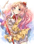  atelier_(series) atelier_meruru bad_id bad_pixiv_id blonde_hair blue_eyes bow crown gradient_hair highres long_hair merurulince_rede_arls multicolored_hair pink_hair red_bow smile solo staff sweetroad white_bloomers 