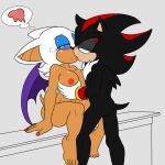 1:1 anthro barefoot big_breasts blush bodily_fluids breast_grab breasts duo feet female hand_on_breast kiss_on_lips kissing male male/female nude rouge_the_bat sega shadow_the_hedgehog sonic_the_hedgehog_(series) soulyagami64 sweat sweatdrop