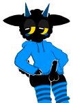 alpha_channel anthro bovid caprine clothing erection femboy fur genitals goat hooves horizontal_pupils horn humanoid_genitalia humanoid_penis legwear male male_(lore) mammal mouthless penis pupils raymond_(sillysleepyguy) sillysleepyguy solo tail thigh_highs wool_(fur)