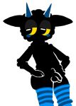 alpha_channel anthro bovid caprine clothing femboy fur genitals goat hooves horizontal_pupils horn legwear male male_(lore) mammal mouthless penis pupils raymond_(sillysleepyguy) sillysleepyguy solo tail thigh_highs wool_(fur)