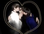  1girl 2boys arm_around_neck arms_around_back black_background black_coat black_hair blue_hoodie border coat double-parted_bangs double_cheek_kiss drawn_heart grabbing_another&#039;s_chin group_hug hair_between_eyes han_sooyoung hand_on_another&#039;s_chin highres hood hood_down hoodie hug implied_bisexual kim_dokja kiss kissing_cheek macaronijail medium_hair multiple_boys omniscient_reader&#039;s_viewpoint ornate_border polyamory popped_collar short_hair smile sunglasses white_coat yoo_joonghyuk 