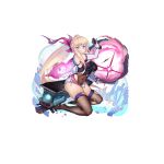  1girl aqua_eyes b-25_mitchell belt black_thighhighs blonde_hair bow breasts coat covered_navel crop_top earrings elbow_gloves full_body g.h_(gogetsu) gloves hair_bow highres hornet_(warship_girls_r) jewelry kneeling large_breasts long_hair looking_at_viewer official_alternate_costume official_art pink_belt pink_bow ponytail rigging short_shorts shorts sleeveless sleeveless_coat solo star_(symbol) star_earrings thighhighs tongue tongue_out torn_bow torn_clothes torn_coat torn_thighhighs transparent_background very_long_hair warship_girls_r white_coat white_gloves white_shorts 