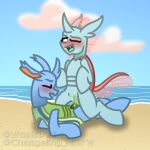 arthropod beach bodily_fluids carapace_(mlp) changeling cowgirl_position cum cum_inside cum_on_penis daughter_(lore) duo ejaculation fangs father_(lore) father_and_child_(lore) father_and_daughter_(lore) female feral friendship_is_magic from_front_position genital_fluids genitals hasbro horn incest_(lore) lying male male/female my_little_pony ocellus_(mlp) on_back on_bottom on_top open_mouth outside outside_sex parent_(lore) parent_and_child_(lore) parent_and_daughter_(lore) penetration penis reformed_changeling sex teeth vaginal vaginal_penetration wasisi