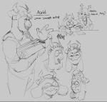 2025 2_horns 4_fingers anthro antlers artist asriel_dreemurr beanie blush blush_lines bovid caprine clothed clothed_anthro clothed_male clothing dialogue digital_drawing_(artwork) digital_media_(artwork) english_text eyes_closed eyewear female fingers floppy_ears furgonomic_beanie furgonomic_hat furgonomic_headwear furgonomics glasses goat grey_background hat headgear headwear holding_object holding_writing_utensil horn jewelry lop_ears male male_anthro mammal monochrome mouth_closed narrowed_eyes necklace open_mouth open_smile paper rekkadraws round_glasses simple_background smile solo_focus talking_to_another text undertale undertale_(series) wearing_glasses