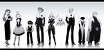  5boys corrector_anty corrector_control corrector_eco corrector_follow corrector_peace corrector_rescue corrector_yui ghost_in_the_shell_lineup greyscale hat highres i.r._(corrector_yui) kasuga_yui long_hair monochrome multiple_boys multiple_girls pantyhose short_hair synchro_(corrector_yui) ude 