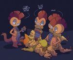 anal anal_penetration argon_vile backsack balls blush bottomwear bottomwear_down butt clothed clothing double_anal double_penetration english_text feet foot_on_head fur gangbang generation_1_pokemon generation_5_pokemon genitals group group_sex hi_res hypno_(pokemon) lidded_eyes lying male male/male male_dominating_male male_penetrated male_penetrating male_penetrating_male nintendo on_front orange_body pants pants_down partially_clothed pendulum penetration penis pokemon pokemon_(species) scalie scrafty sex text yellow_body yellow_fur