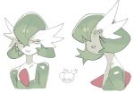 bob_cut colored_skin disgust gardevoir green_hair green_skin hair_over_one_eye magmar multicolored_skin multiple_views pokemon pokemon_(creature) sido_(slipknot) simple_background two-tone_skin white_background white_skin 