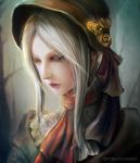  artist_name bloodborne bonnet closed_eyes grey_hair lips plain_doll solo tetsuok9999 upper_body 