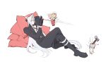  &gt;:( 3boys aged_down angry animal_ears aqua_eyes arm_behind_head arm_up arms_up black_boots black_coat black_gloves black_pants blonde_hair boots bound bracer cat_boy cat_ears cat_tail chest_strap chibi chinese_commentary closed_eyes cloud_strife coat commentary_request crossed_legs diaper frown full_body gloves grey_hair hammer hand_up high_collar highres holding holding_hammer knee_boots leaning_back long_coat long_hair long_sleeves male_focus mouse_boy mouse_ears mouse_tail multiple_boys multiple_persona no_mouth pants parody pillow sephiroth sephiroth_(ever_crisis) short_hair sitting size_difference smile spiked_hair spinning string tail tied_up_(nonsexual) tom_and_jerry twitter_username v-shaped_eyebrows very_long_hair white_background zi_(murasaki0615) 