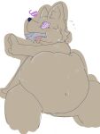 2019 3:4 ambiguous_anthro ambiguous_gender anthro belly belly_squish big_belly biped black_nose bloated blush blush_lines bodily_fluids canid cheek_bulge digital_drawing_(artwork) digital_media_(artwork) ears_up eating eating_food fingers fur hi_res huge_belly inner_ear_fluff japanese_description mammal monotone_background monotone_body monotone_fur navel nude_ambiguous nude_anthro pointy_ears prick_ears purple_sclera questionable_consent reaching_out sabamiso_(sabamasasix) side_tongue simple_background sketch solo spiral spiral_eyes squish straight_arm stuffing sweat sweatdrop text tongue tongue_out translation_request tuft white_background