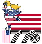 2025 4th_of_july american_flag anthro big_breasts blonde_hair bottomwear breasts clothing crocodile crocodilian digital_media_(artwork) female hair hi_res holidays lips navel non-mammal_breasts reptile roller_skates scalie shirt solo star tamsey_(vdisco) thick_thighs topwear under_boob united_states_of_america vdisco