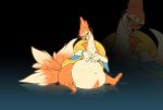 belly big_belly bracelet cmitchell eyes eyewear female feral floatzel generation_4_pokemon glasses hi_res jewelry long_tail nintendo orange orange_body orange_skin pokemon pokemon_(species) predator_(disambiguation) solo tail vore