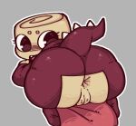 2025 ammonite animate_inanimate anus big_breasts big_butt black_eyes blush blush_lines breasts butt cephalopod circle_eyebrows clothing crouching dandy's_world darkened_anus digital_media_(artwork) eyebrows eyelashes fake_tail fangs female female_humanoid for_a_head genitals glistening glistening_anus grey_background hi_res huge_butt humanoid innie_vulva looking_at_viewer looking_back looking_back_at_viewer marine mollusk moogers noseless not_furry onesie open_mouth outline pink_tongue prehistoric_species presenting presenting_hindquarters red_onesie shell shelly_(dandy's_world) short_stack simple_background solo tan_anus tan_body tan_butt tan_eyebrows tan_shell tan_vulva teeth thick_thighs tongue toons_(dandys_world) vulva white_outline white_sclera wide_hipped_female wide_hipped_humanoid wide_hips