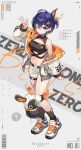  1girl absurdres alternate_costume bangboo_(zenless_zone_zero) belle_(zenless_zone_zero) belt black_socks breasts character_name cleavage closed_mouth crossed_bangs eous_(zenless_zone_zero) full_body green_eyes hair_between_eyes hair_ornament hand_up highres jacket letter_hair_ornament long_sleeves looking_at_viewer navel newet_a open_clothes open_jacket shoes short_hair shorts smile socks solo standing stomach white_shoes white_shorts zenless_zone_zero 