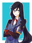  black_hair blue_eyes braid cosplay crossed_arms double-breasted horikawa_kunihiro horikawa_kunihiro_(cosplay) izumi-no-kami_kanesada jewelry kashiwa_kiseri long_hair male_focus ribbon side_braid single_earring smile solo touken_ranbu upper_body very_long_hair 