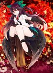 arm_cannon bow brown_hair hair_bow long_hair mikomo0106 mismatched_footwear red_eyes reiuji_utsuho solo third_eye touhou weapon wings 