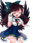  alternate_costume bow brown_hair hair_bow highres long_hair md5_mismatch mikomo0106 reiuji_utsuho smile solo third_eye touhou wings 