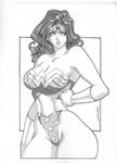  bare_shoulders belt bracelet bracer breasts cleavage daikon_(daicombo) dc_comics greyscale hand_on_hip highleg highleg_leotard jewelry large_breasts leotard long_hair monochrome princess_diana_of_themyscira signature simple_background solo superhero tiara wonder_woman wonder_woman_(series) 