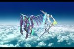  bad_id bad_pixiv_id claws cloud crystal floating glowing hia_(overline) highres letterboxed mark_nicht mark_sein mecha no_humans sky soukyuu_no_fafner spikes sword weapon wings 