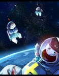  bad_id bad_pixiv_id brothers crossed_arms earth floating heart heart_in_mouth highres male_focus matsuno_choromatsu matsuno_juushimatsu matsuno_osomatsu multiple_boys osomatsu-kun osomatsu-san siblings smile space spacesuit uoya 