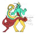 anthro dragon duo hi_res litledragon litledragon_(character) male male/male mythological_creature mythological_scalie mythology scalie seawing_(wof) text wings_of_fire