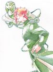  from_side gakuran hierophant_green iwai03 jojo_no_kimyou_na_bouken kakyouin_noriaki male_focus red_hair school_uniform smile stand_(jojo) tentacles traditional_media watercolor_(medium) 