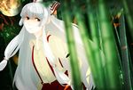  armband bad_id bad_pixiv_id bamboo bamboo_forest big_hair blurry bow collared_shirt depth_of_field ears expressionless forest fujiwara_no_mokou full_moon hair_bow hands_in_pockets long_hair long_sleeves looking_at_viewer moon nature pants puffy_long_sleeves puffy_sleeves red_pants shirt sideways_glance silver_hair solo suspenders touhou uta/natika very_long_hair 