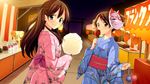  arch blue_eyes brown_hair candy_apple carrying cotton_candy cup drink festival food fox_mask from_behind from_side game_cg go!_go!_nippon!_2015 go!_go!_nippon!_~my_first_trip_to_japan~ highres holding japanese_clothes kimono long_hair long_sleeves mask misaki_akira misaki_makoto_(go!_go!_nippon!) multiple_girls night night_sky non-web_source official_art ponytail red_eyes short_hair short_ponytail sky stand star star_(sky) summer_festival torii twintails water_yoyo yukata 