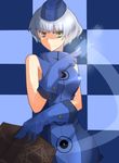  akatoro_(nightlord) book elizabeth_(persona) gloves grey_hair persona persona_3 short_hair solo yellow_eyes 