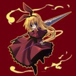  blonde_hair blue_eyes capelet dress hair_ribbon hourai_doll izumi_yukiru lance long_hair polearm ribbon solo touhou weapon 