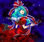  bad_id bad_pixiv_id blue_eyes dress front_ponytail green_hair hair_ribbon kagiyama_hina kogawa ribbon solo touhou 