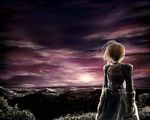  5:4 blond_hair blonde_hair cloud clouds dark fate/stay_night fate_(series) highres saber sunset wallpaper 