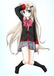  ao_uribou bad_id bad_pixiv_id blonde_hair blue_eyes bow little_busters! long_hair lying noumi_kudryavka pink_bow school_uniform solo 
