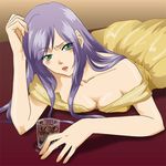  9646emily alternate_costume bad_id bad_pixiv_id blush breasts cleavage dress drunk faris_scherwiz final_fantasy final_fantasy_v glass green_eyes large_breasts long_hair lowres purple_hair 