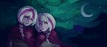  1girl artemisia braid closed_eyes eleuseus moira moon multicolored_hair short_hair siblings side_braid sound_horizon star twins 