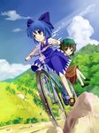  animal_ears bad_id bad_pixiv_id bicycle blue_eyes blue_hair bow brown_eyes brown_hair cat_ears cat_tail chen cirno ground_vehicle hair_bow hat hidebo multiple_girls multiple_riders multiple_tails riding short_hair sidesaddle tail touhou wings 