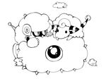  bad_pixiv_id cloud crossover gen_2_pokemon greyscale kirby_(series) kracko mareep monochrome no_humans pokemon pokemon_(creature) rockman rockman_(classic) rockman_10 sheep sheepman yukiwari 