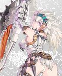 aoin armor barioth_(armor) blue_eyes looking_back monster_hunter solo white_hair 