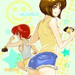  ass bad_id bad_pixiv_id bandana barefoot bob_cut braid breasts brown_eyes camera chasing cutoffs denim denim_shorts disposable_camera genderswap genderswap_(mtf) light_smile looking_back medium_breasts multiple_girls p-chan pig ranma-chan ranma_1/2 red_hair running saotome_ranma short_hair shorts sideboob single_braid star tank_top tendou_nabiki unicornlove 